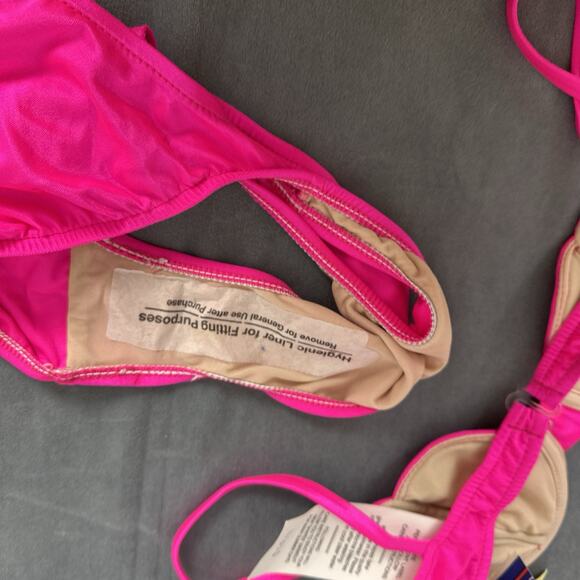 Vintage New NOS Shapes Bikini Set Women's Size 8 Neon Pink Second Skin Satin 90s - Picture 14 of 14